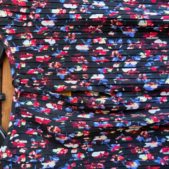 A Pea In The Pod Dress Womens One Size Black Floral Pleated Maternity Midi New - Picture 13 of 15